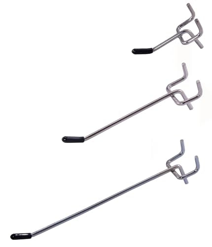 Bamboo's Grocery LoKii 60 Pack 2&4&6 Inch Silver Pegboard Hooks, 1/4" Heavy Duty Peg Board Shelving Hooks Organizer Accessories, Peg Board Tool Hangers - size: 2&4&6 Inch