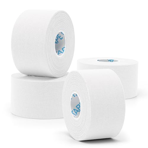 OK TAPE 4 Rolls White Athletic Tape, Sports Tape, Very Strong Easy Tear Wrist Ankle Tape, No Sticky Residue | Athletes, Medical, Athletic Trainers- 1.5inch x 15yards - color: White-4 Rolls, size: 15 yards