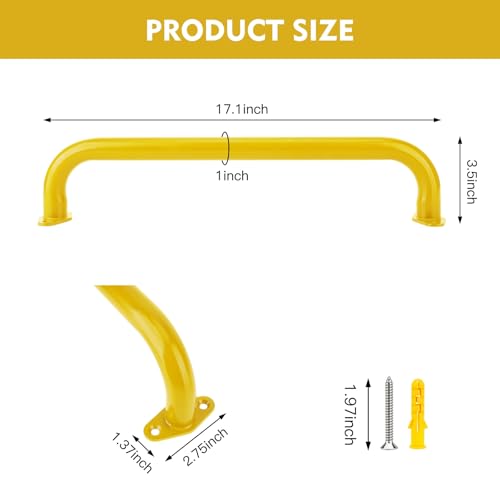 BiJun 17 Inch Monkey Bars Heavy Duty Metal Playground Handles,Yellow 6 Pack | Indoor Outdoor Ceiling Grab Bars,Anti-Rust Steel,300LBS Capacity,for Backyard Climbing Frame Treehouse Wall Ladder - color: Yellow-6pcs
