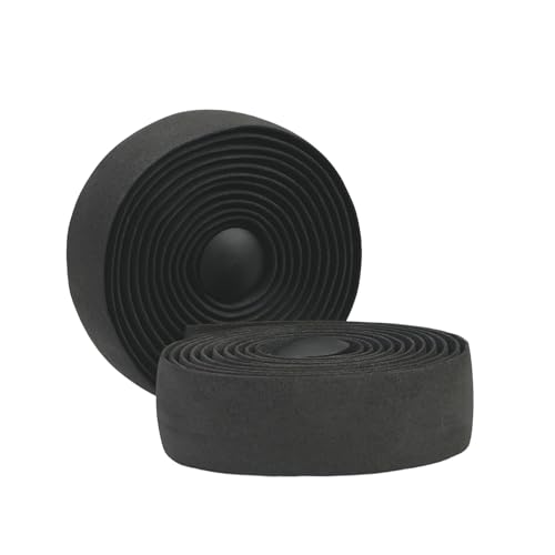 BD13 Bike Handlebar Tape, EVA Road Bike Bar Tape with Shock Absorbing Cushioning, Anti-Slip Bicycle Handlebar Wrap, Heavy-Duty Acrylic Double Sided Tape, End Plugs (Black) - color: black