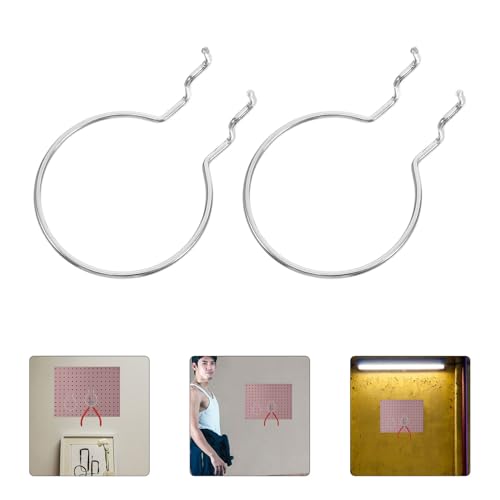 10pcs Silver Metal Pegboard Hooks Iron Hanging Board Organizer Rings for Garage Craft Room Storage Tool Hangers Hole Board Accessories
