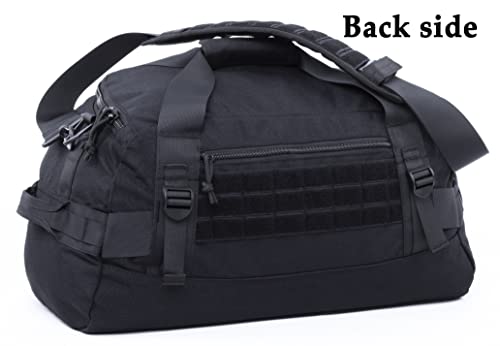 Tactical Duffle Bag MOLLE Gear Bag Carry on Travel Weekend Duffel Bag. Ideal for Hunting, Shooting Range, Law Enforcement, Camping, Travel and Viechle. 35L - color: Black