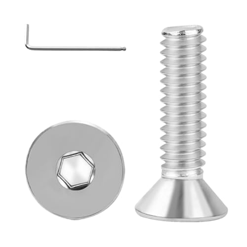 1/4-20x1 Flat Head Socket Cap Screws Bolts 30pcs HS/JXLS-03 | 304 Stainless Steel, UNC Coarse Full Thread, Equipped with Phillips Bit, for DIY, for Repair, Install Furniture Screws - size: 1/4-20x1"