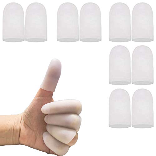 Kris-kikomy Gel Finger Protectors Finger Caps Silicone Fingertips Protection - Finger Cots Great for Trigger Finger, Finger Arthritis, Finger Cracking and Other Finger Pain Relief (Medium) - size: Medium (Pack of 10)