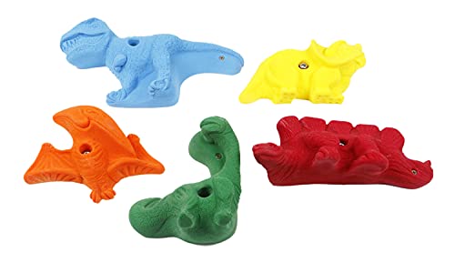 Atomik Rock Climbing Holds Set of 5 XL Dinosaurs in Assorted Bright Tones