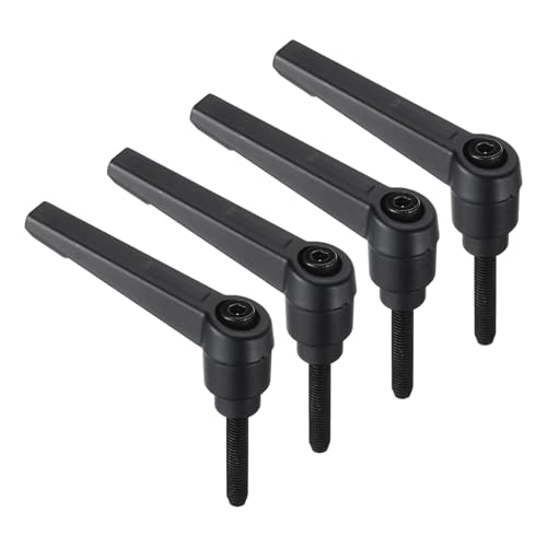 uxcell 4pcs Clamping Lever Handles, M5 x 25mm Black Oxide Carbon Steel Threaded Male Stud, Adjustable Handles Locking Quick Release Ratchet Push Button Bolt Knobs, Black - size: M5 x 25mm