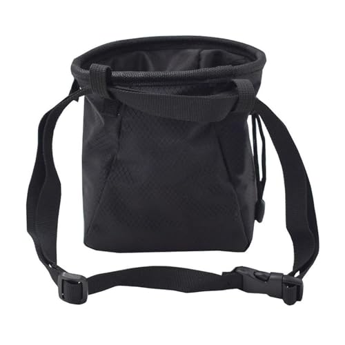 harayaa Chalk Bag Lightweight Adjustable Drawstring Pouch Non Slip Climbing Storage Resistant PVC Cloth Reusable Organizer Suitable for Bouldering - color: Black