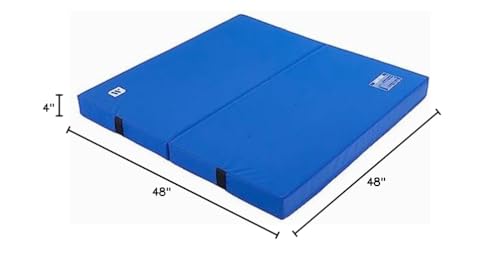 We Sell Mats Bifolding Gymnastics Crash Landing Mat Pad, Safety for Tumbling, Back Handspring Training and Cheerleading - color: Blue, size: 4 ft x 4 ft x 4 Inch