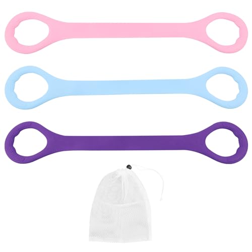 Figure 8 Resistance Bands for Women & Men, 3pcs Elastic Stretch Tubes with Massage Grips for Arm, Back, and Shoulder Training, Portable Home Gym/Yoga Exercise Equipment
