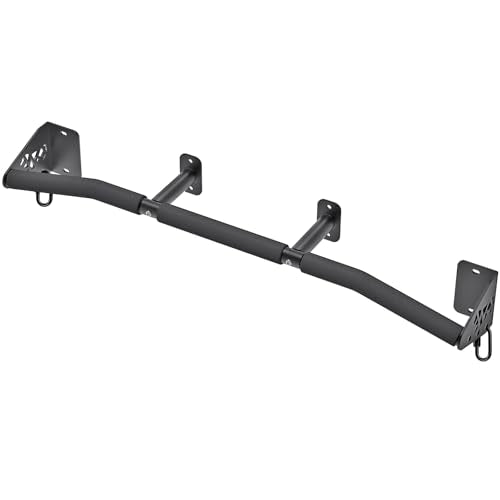 SELEWARE 32"/36" Wall Mount Pull Up Bar Joist Mount Chin Up Bar for Doorway | Heavy Duty Steel Construction Support 450 lb, w/Resistance Band Hooks, Fits 32"/36" Wall Studs for Home Gym Strength Training - size: B: 36" x 1.6" Dia Grip