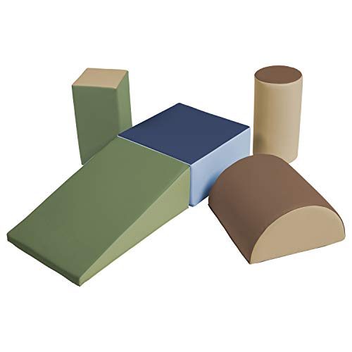 ECR4Kids SoftZone Climb and Crawl Active Playset, Building Blocks, Earthtone, 5-Piece - color: Earthtone