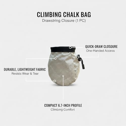 Climbing Chalk Bag with Drawstring Closure Lightweight Waist Pouch for Rock Climbing & Bouldering 6.7 Inch Opening - color: Silver