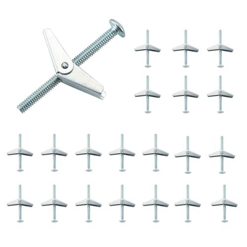 HOME MASTER HARDWARE 1/4" Heavy Duty Drywall Anchors and Screws, 20 Pcs Toggle Bolts and Wing Nuts Set, Hollow Drywall Anchors Bolts Screws Assortment Kit for Hanging Lamps Heavy Items - size: 1/4"(20pcs)