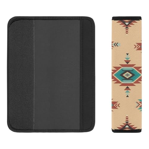 2 Piece Geometric Tribal Red Teal White Aztec Car Seat Belt Pad Breathable Seat Belt Cushion for Child, Stroller Pushchair High Chair, Easy Install (No Tool) - color: Pattern 30