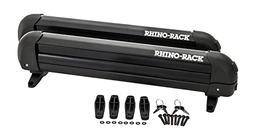Rhino-Rack Carrier for Skis, Snowboards, Fishing Rods, Paddles, Skateboards, Water Skis, Wakeboard & More, Universal Mounting, Easy to Use, Locking, Lightweight & Heavy Duty, Suitable for All Vehicles - style: 20 Inch (4 Skis / 2 Snowboards / 1 Wakeboard)