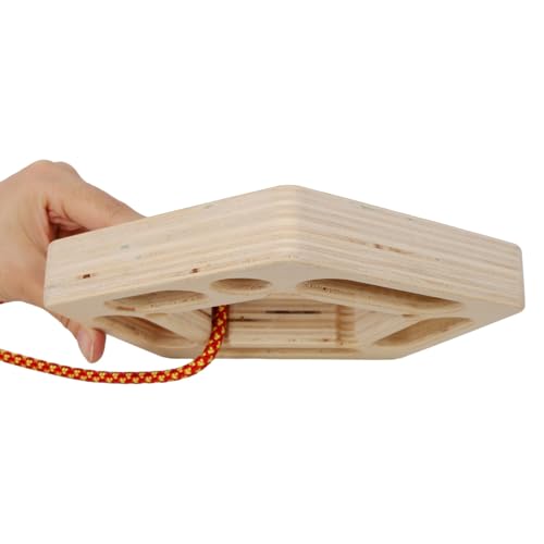 Portable Wooden Hangboard with Rope, Compact Fingerboard for Climbing Training, Multiple Grip Options, No-Drill Installation - size: 5.3 Inch-2PCS