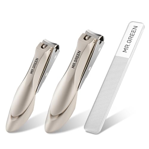MR.GREEN Nail Clippers Stainless Steel Anti Splash Fingernail Cutter Manicure Tools Bionics Design Pedicure Scissor Nail Trimmer (Nail Clipper Two-Pack (Medium+Large)) - color: Nail Clipper Two-pack (Medium+large)
