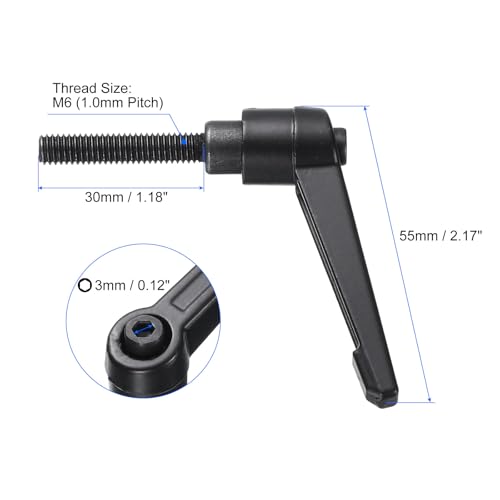 uxcell 4pcs Clamping Lever Handles, M6 x 30mm Black Oxide Carbon Steel Threaded Male Stud, Adjustable Handles Locking Quick Release Ratchet Push Button Bolt Knobs, Black - size: M6 x 30mm