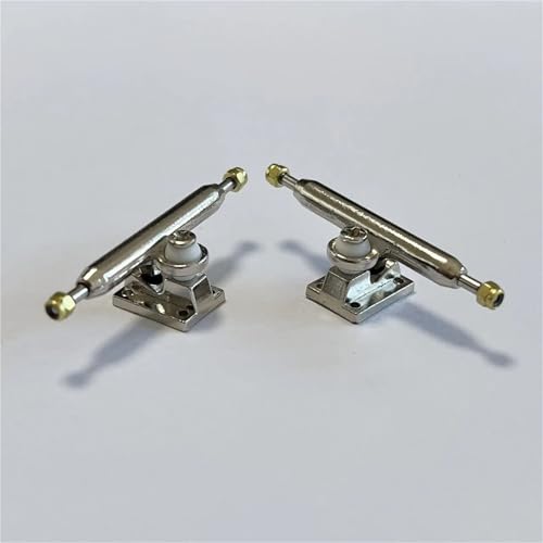 2pcs Inverted Kingpin Fingerboard Truck 34mm 32mm with Soft Bushing for Finger Skateboard(Silver) - color: Silver