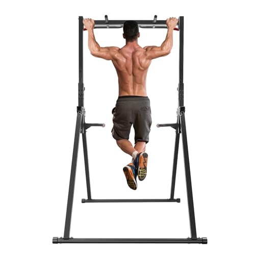 Freestanding Pull Up Bar Station for Home Gym - Adjustable Height 5.74-7.55ft, 440lbs Capacity Pull-Up Bar for Strength Training, Foldable Chin Up Equipment