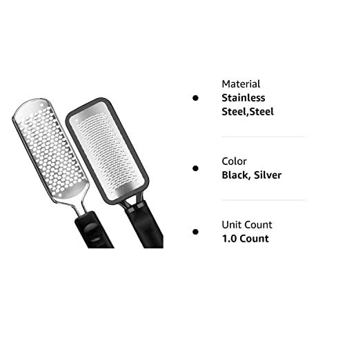 2Pcs Colossal Professional Foot File and Callus Remover, High Grade Stainless Steel Foot Rasp for Wet and Dry Feet, Washable Pedicure Tool for Smooth Heels