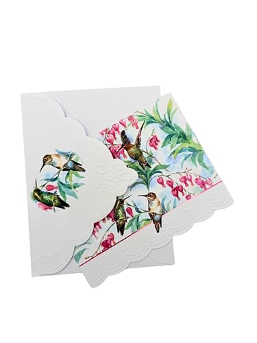 Poster Foundry Hummingbird Boxed Note Cards by Carol Wilson. 10 embossed 4x5 Die-Cut Notecards and Matching Envelopes in Decorative Gift Box with Magnetic Flap. NCP2508 - color: Nature - Hummingbirds, style: 1 Gift Box Set / 10 Cards Total