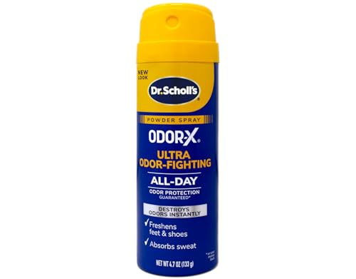 Dr. Scholl's ODOR-FIGHTING SPRAY POWDER, 4.7 oz - Instant Odor Destroyer - All-Day Protection - Freshens Feet & Shoes (Pack of 2)