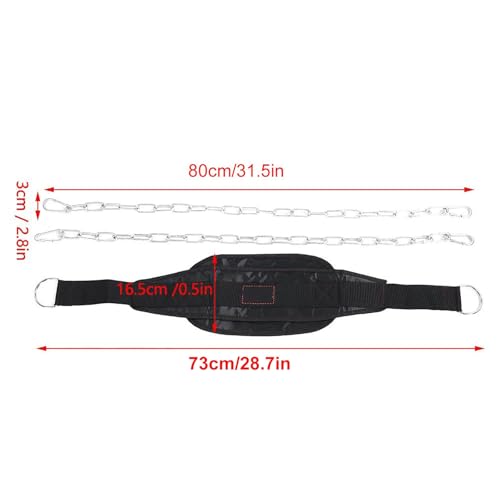 Dip Belt with Chain, Drop Weighted Pull Up Belt Heavy Duty Fitness Waistband Waist rt Gym Weightlifting Strap Equipment for Men Women