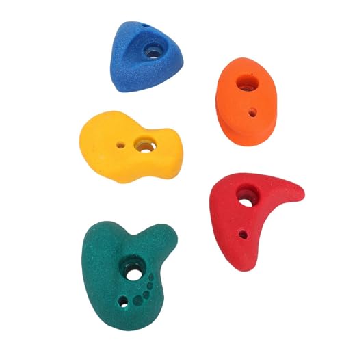 5 Pcs Climbing Holds, Colorful Resin Wall Grips with Mounting Hardware for Kids Indoor Outdoor Climbing