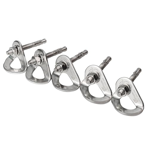 35kN UIAA Certified Heavy Duty Stainless Steel Climbing Bolt Hangers & Expansion Bolts Set, M10, Silver, 5pc - color: Bolt Hanger+Bolt-5pc, size: 10mm