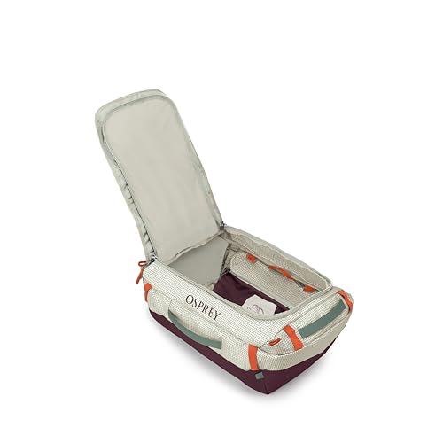 Osprey Transporter Lightweight Travel Duffel Bag - Extra Large Water Resistant Durable Gear Bag for Men and Women - color: Mystery White-moody Burgundy, style: 40l