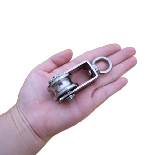 Cable Pulley Block Stainless Steel Swivel with 32FT Rope and Hook,for Garage,Attic,Kayak,Deer Hanging,Gym Equipment,550LB Lifting, 2 Pack