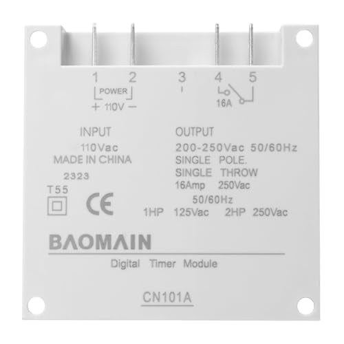 Baomain Time Switch Relay with 4 x Terminal Cable,Digital LCD Programmable Timer,110V AC Input,200-250V 16A Output,28 Programs Daily/Weekly Schedule,CN101A for Lighting and Equipment Control - size: Timer with Terminal Cable