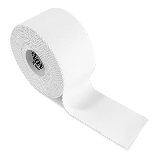 Cannon Sports Premium Athletic Tape - 1.5” x 45 Feet Per Roll - Easy Tear, No Sticky Residue, Very Strong, Hypoallergenic and Latex Free - Ideal for Sprains, Strains, First Aid - Pack of 3 (White) - color: White
