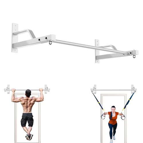 2026 Upgrade Pull Up Bar Wall Mounted - 600 lbs Heavy Duty Strength Training Pull-Up Bars, Ideal Rogue Pull Up Bar for Home and Commercial Gym, Easy Installation Chin Up Bar, Versatile Garage Pullup Bar - color: White