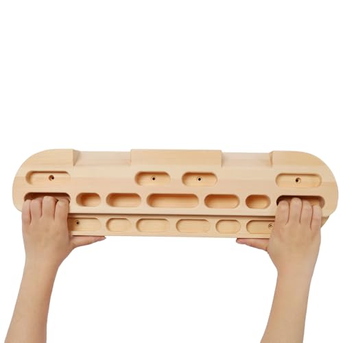 Portable Wooden Hangboard with Rope, Compact Fingerboard for Climbing Training, Multiple Grip Options, No-Drill Installation - size: 21.5 Inch
