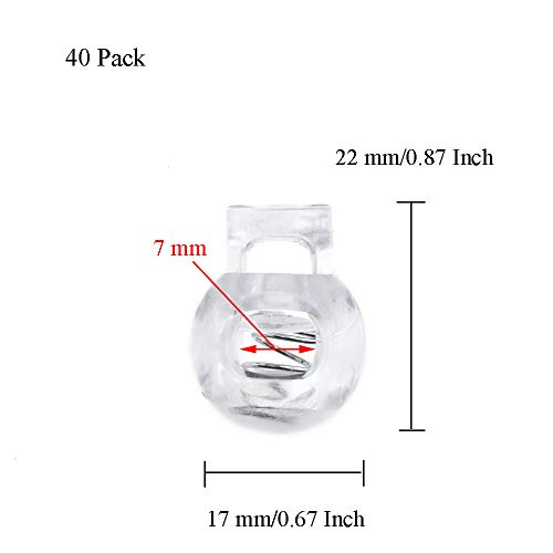 Spring Elastic Fastener Toggles Plastic Cord Lock Buttons Stopper Slider Thread Smooth Hold Tightly - color: Clear-22*17mm 40pcs