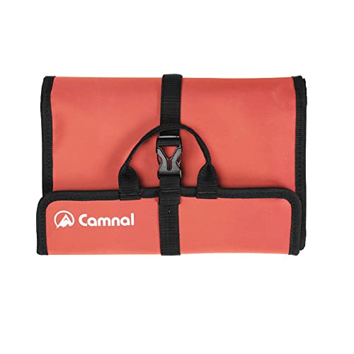 Climbing Quickdraw Hanging Storage Bag, Carabiner Hook Gear Equipment Parts Collections, Durable Foldable Bundled Roll Waterproof Bag(Orange)