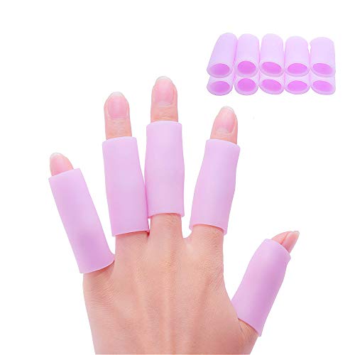 Povihome Finger Cots Protectors - Moisturizing Thumb and Finger Covers - Thickend Version - Elastic Cracked Silicone Finger Sleeves to Protect Cracked, Peel Finger and Other Finger Pain (Lavender, 10PCS) - color: Lavender, size: Medium (10PCS)
