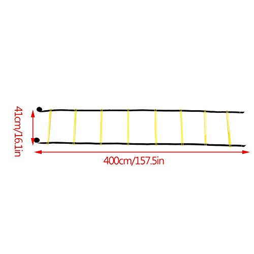 Alomejor Jumping Ladder for Speed Training Fitness Adjustable Rungs Straps Suitable for Football Rugby Tennis