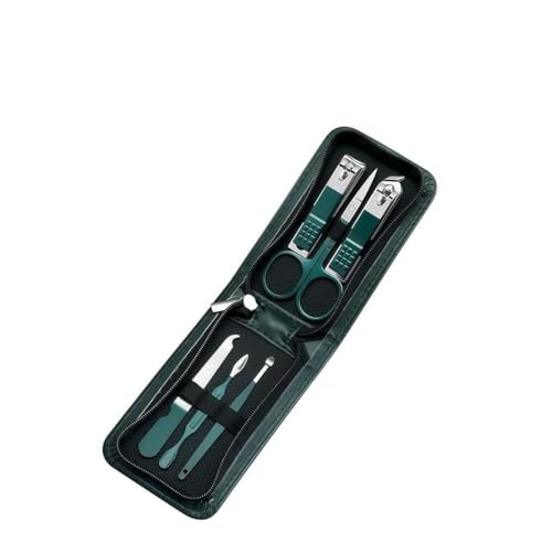 6 PCS Nail Clippers with File, Complete Manicure Kit for Women with Clippers, Scissors and Grooming Tools in Case (Green)