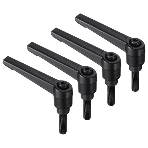 uxcell 4pcs Clamping Lever Handles, M6 x 20mm Black Oxide Carbon Steel Threaded Male Stud, Adjustable Handles Locking Quick Release Ratchet Push Button Bolt Knobs, Black - size: M6 x 20mm