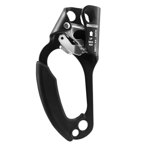 NewDoar UIAA & CE Certified Hand Ascender Rock Climbing Tree Arborist Rappelling Gear Equipment Rope Clamp for 8~13MM Rope - color: Left Hand Black