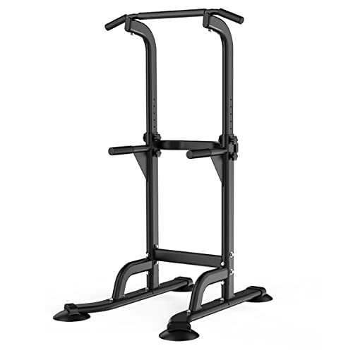 Power Tower Pull Up & Dip Station Multi-Function Home Strength Training Fitness Workout Station Height Adjustable - color: GREY