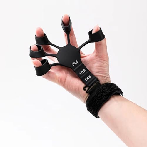 Adjustable Finger Resistance Bands for Hand Strengthening Forearm & Finger Stretcher for Guitarists, Climbers, - color: Black