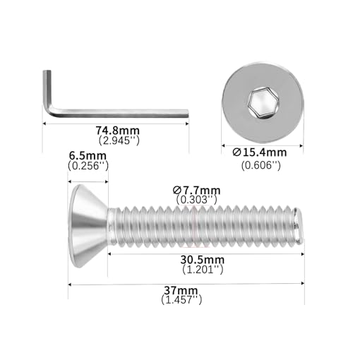 5/16-18x1-1/2 Flat Head Socket Cap Screws Bolts 30pcs HS/JXLS-03 | 304 Stainless Steel, UNC Coarse Full Thread, Equipped with Phillips Bit, for DIY, for Repair, Install Furniture Screws - size: 5/16-18x1-1/2"