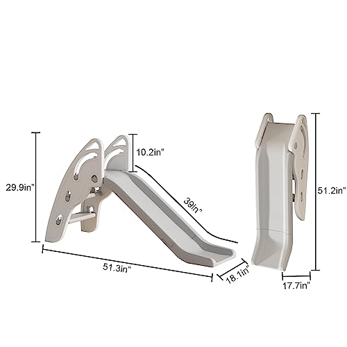Toddler Slide Large Play Climber Slide PlaySet with Extra Long Slipping Slope Indoor Slide Kids Slide Toddler Playground Toddler Slide Outdoor Toys for Toddlers (White) - color: White