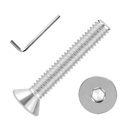 3/8-16x2 Flat Head Socket Cap Screws Bolts 30pcs HS/JXLS-03 | 304 Stainless Steel, UNC Coarse Full Thread, Equipped with Phillips Bit, for DIY, for Repair, Install Furniture Screws - size: 3/8-16x2"
