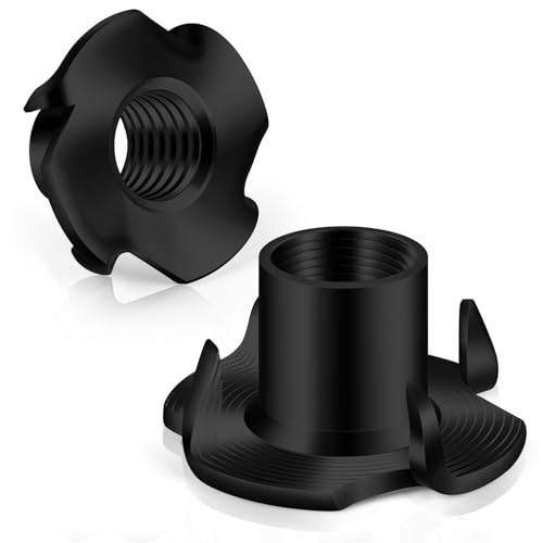 M4 T-Nuts Black Zinc Plated Steel, 4-Pronged Tee Nut for Wood, Rock Climbing Holds, Furniture, 100 PCS - color: Black Carbon Steel, size: M4