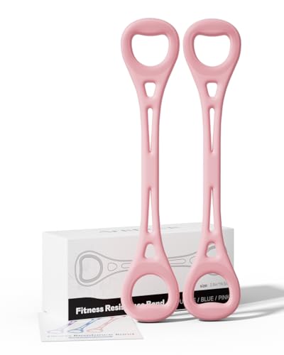 Resistance Bands for Women,2PCS Thickened TPE Arm Resistance Bands,Figure 8 Fitness Resistance Band Stretch Fitness Band for Working Out Yoga Pilates Arms Foot Leg Shoulder Waist Back - color: Pink